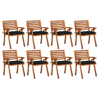 Chaises de jardin avec coussins lot de 8 Bois d'acacia solide