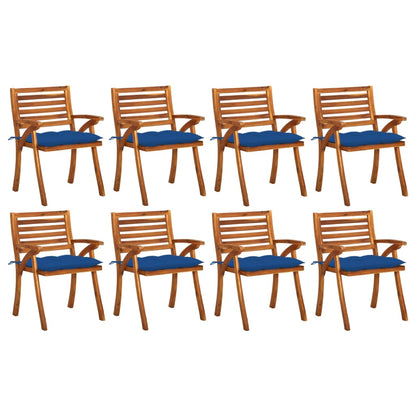 Chaises de jardin avec coussins lot de 8 Bois d'acacia solide