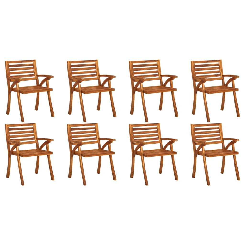 Chaises de jardin avec coussins lot de 8 Bois d'acacia solide