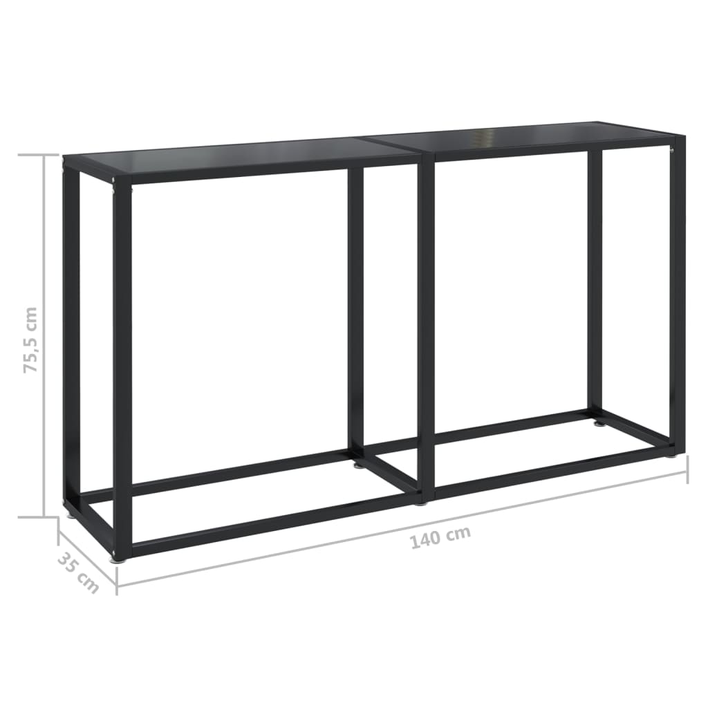 Table console Noir 140x35x75,5 cm Verre trempé