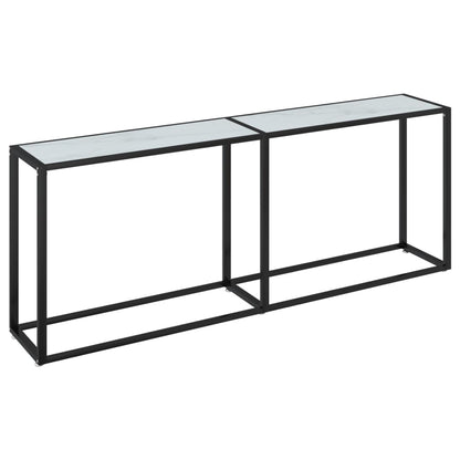 Table console Marbre blanc 200x35x75,5 cm Verre trempé