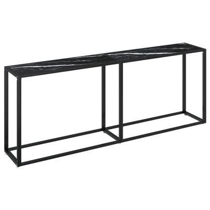 Table console Marbre noir 200x35x75,5 cm Verre trempé