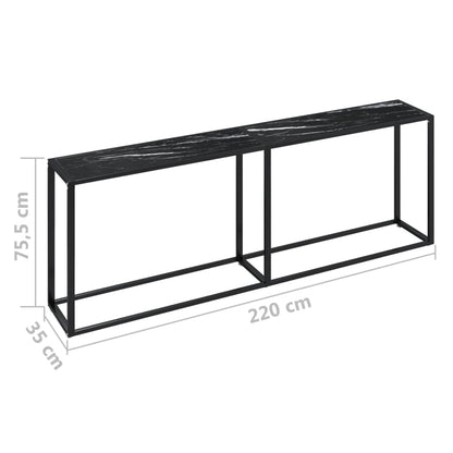 Table console Marbre noir 220x35x75,5 cm Verre trempé