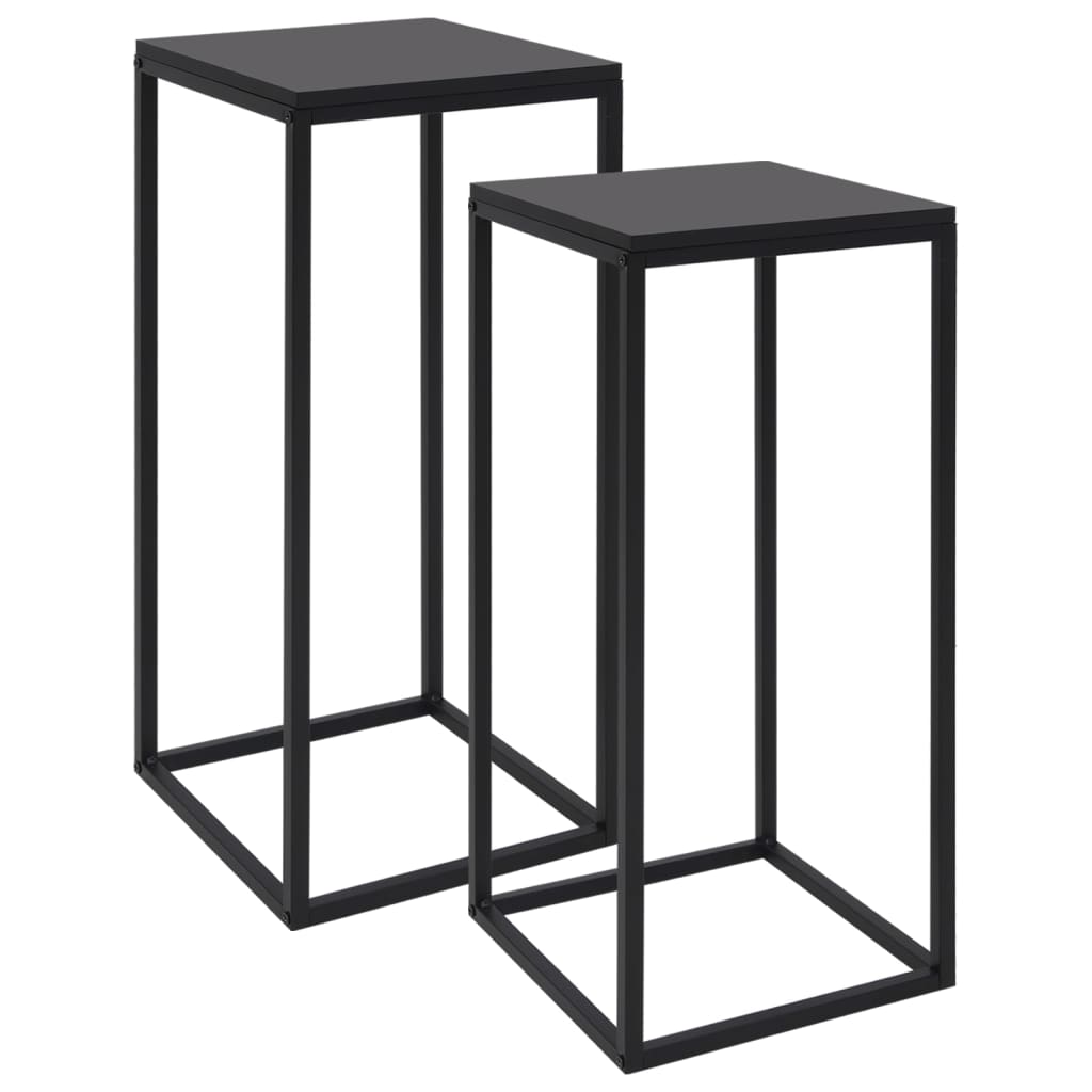 Tables d'appoint 2 pcs Noir Acier