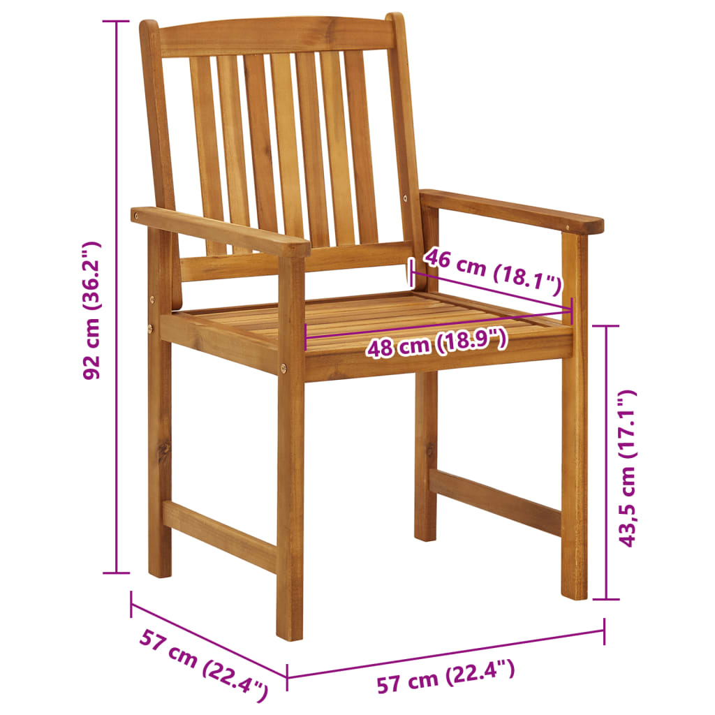 Chaises de jardin lot de 8 Bois d'acacia solide