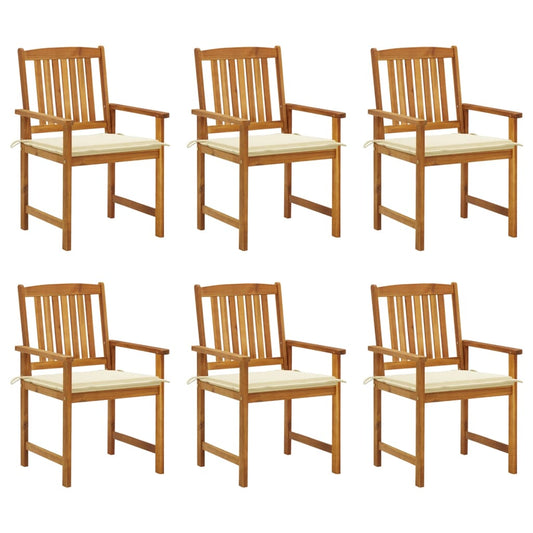 Chaises de jardin avec coussins lot de 6 Bois d'acacia massif