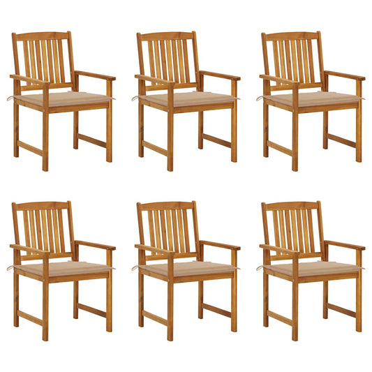 Chaises de jardin avec coussins lot de 6 Bois d'acacia massif