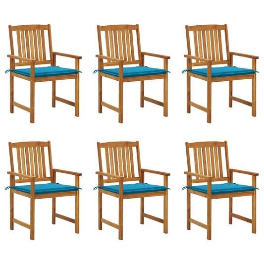 Chaises de jardin avec coussins lot de 6 Bois d'acacia massif