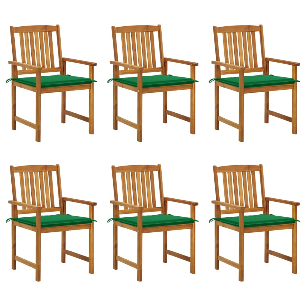 Chaises de jardin avec coussins lot de 6 Bois d'acacia massif