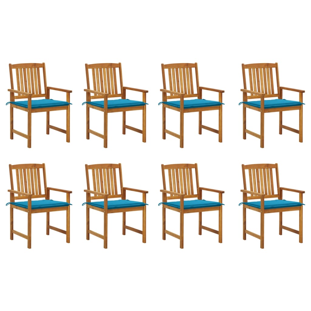 Chaises de jardin avec coussins lot de 8 Bois d'acacia solide