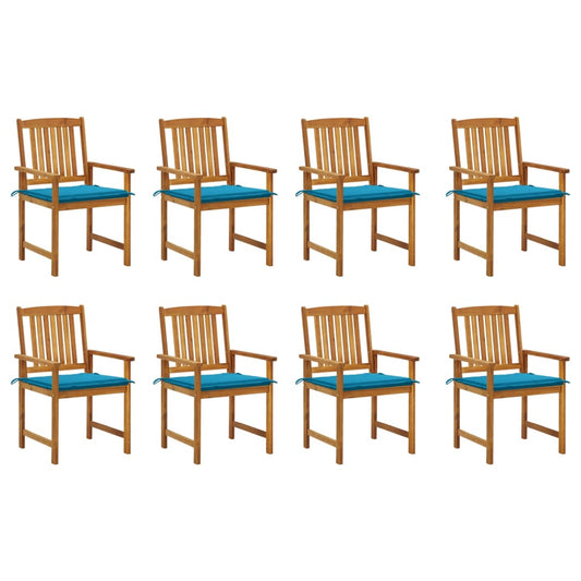 Chaises de jardin avec coussins lot de 8 Bois d'acacia solide