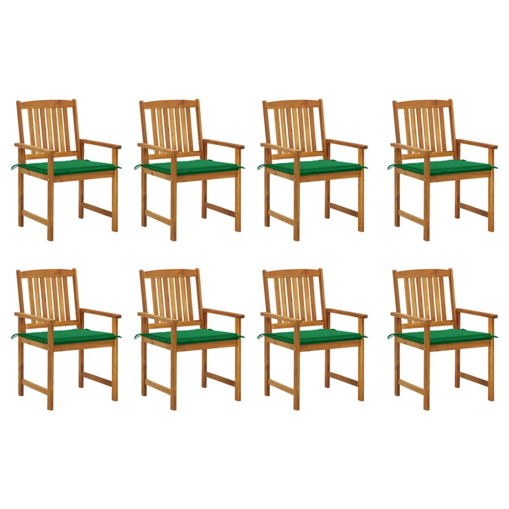 Chaises de jardin avec coussins lot de 8 Bois d'acacia solide