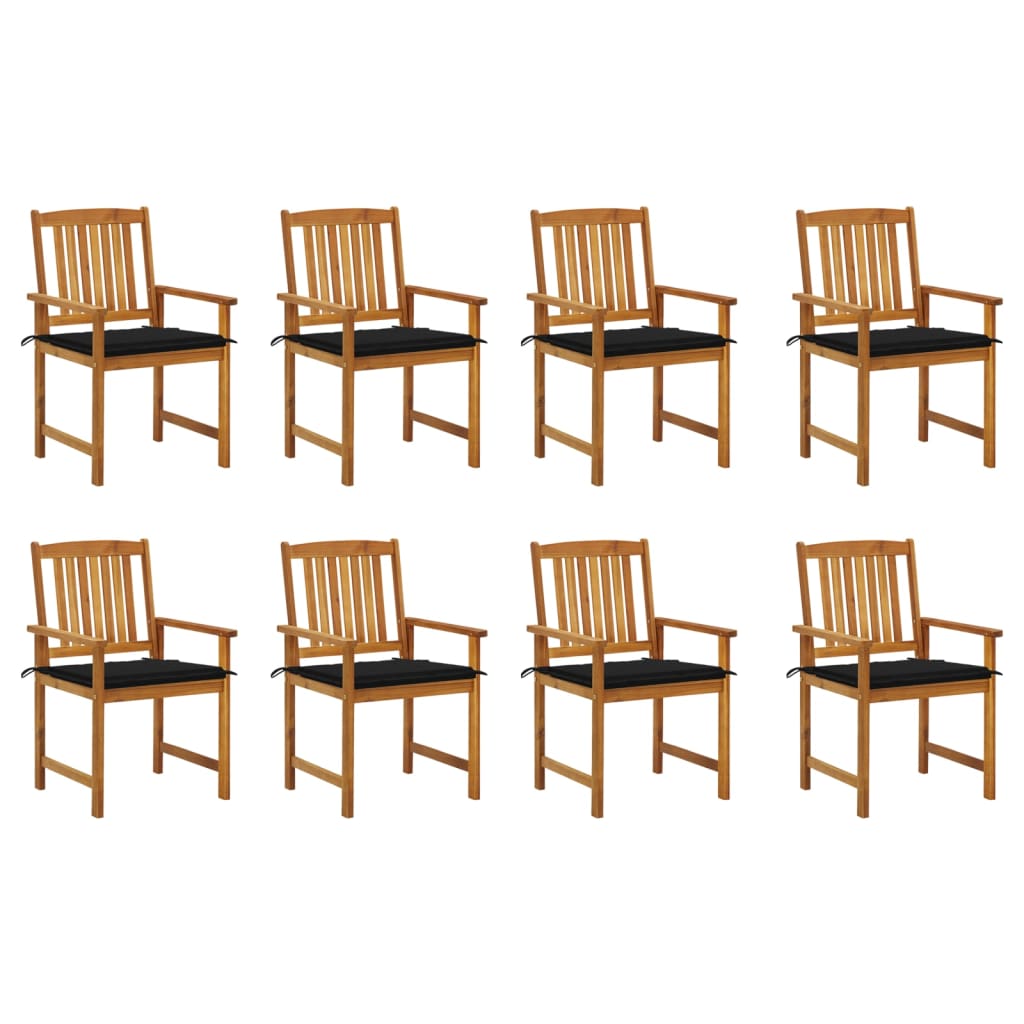 Chaises de jardin avec coussins lot de 8 Bois d'acacia solide