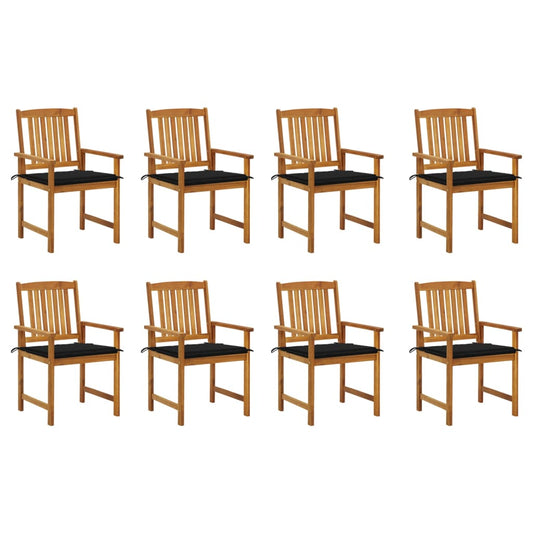 Chaises de jardin avec coussins lot de 8 Bois d'acacia solide