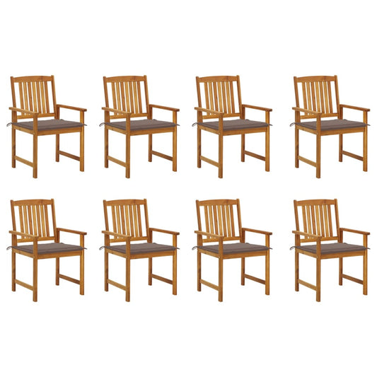 Chaises de jardin avec coussins lot de 8 Bois d'acacia solide