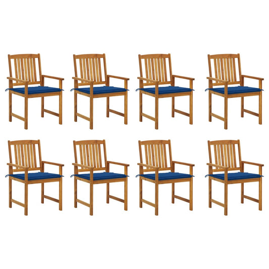 Chaises de jardin avec coussins lot de 8 Bois d'acacia solide