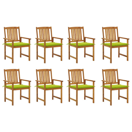 Chaises de jardin avec coussins lot de 8 Bois d'acacia solide