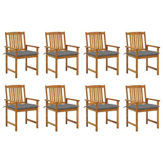 Chaises de jardin avec coussins lot de 8 Bois d'acacia solide