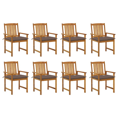 Chaises de jardin avec coussins lot de 8 Bois d'acacia solide