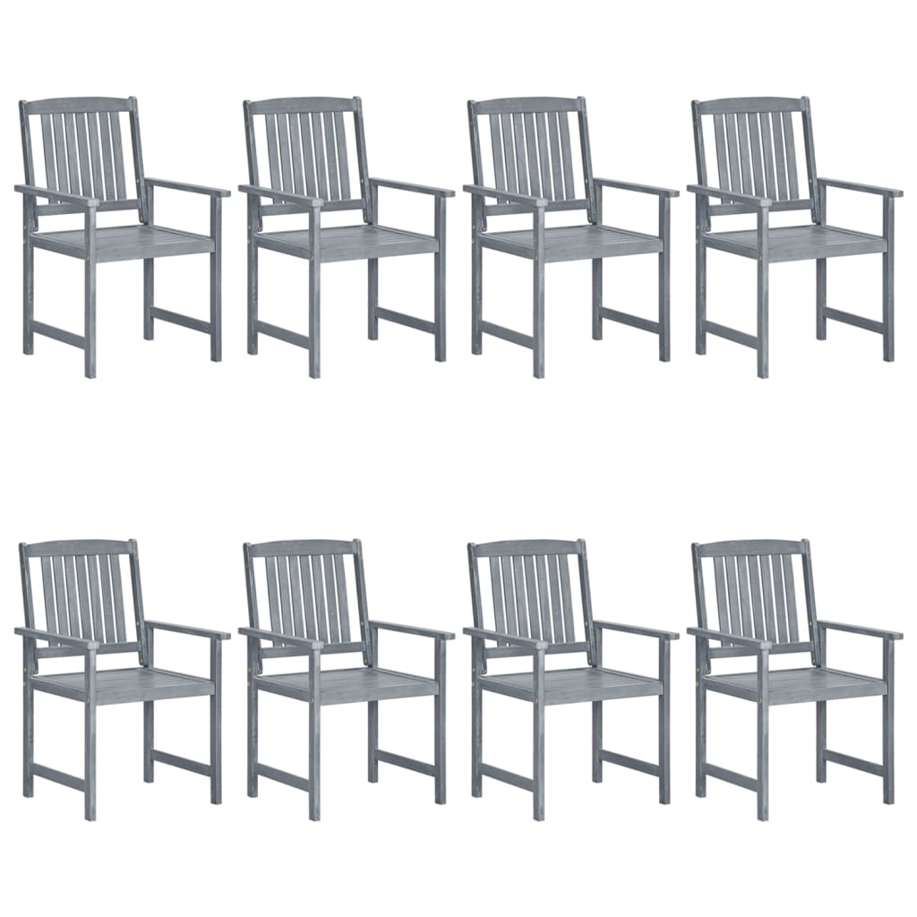 Chaises de jardin lot de 8 Bois massif d'acacia Gris