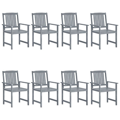 Chaises de jardin lot de 8 Bois massif d'acacia Gris