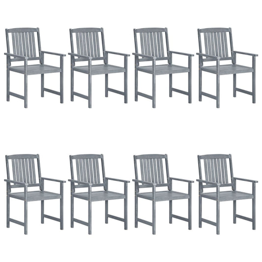 Chaises de jardin lot de 8 Bois massif d'acacia Gris