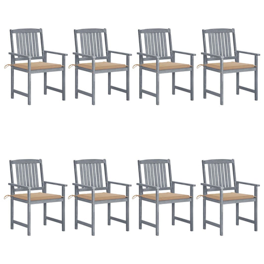 Chaises de jardin et coussins lot de 8 Bois acacia solide Gris