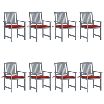 Chaises de jardin et coussins lot de 8 Bois acacia solide Gris