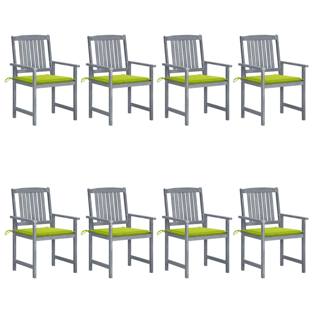 Chaises de jardin et coussins lot de 8 Bois acacia solide Gris