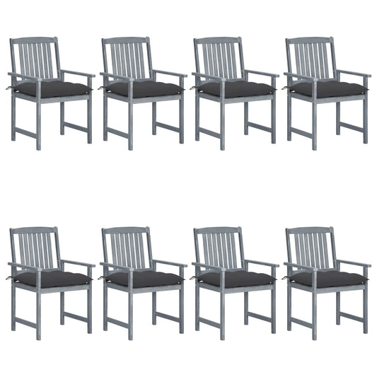 Chaises de jardin et coussins lot de 8 Bois acacia solide Gris