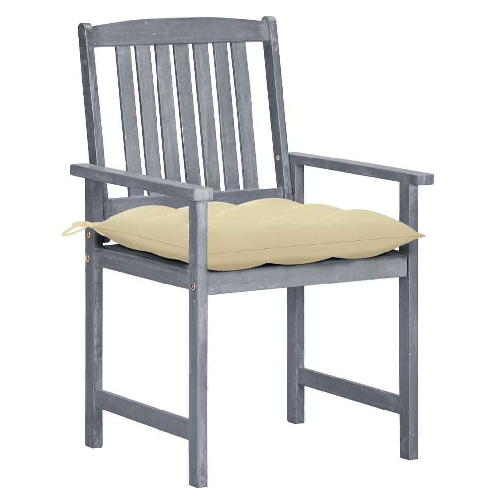 Chaises de jardin et coussins lot de 8 Bois acacia solide Gris