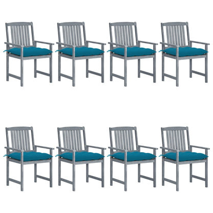 Chaises de jardin et coussins lot de 8 Bois acacia solide Gris