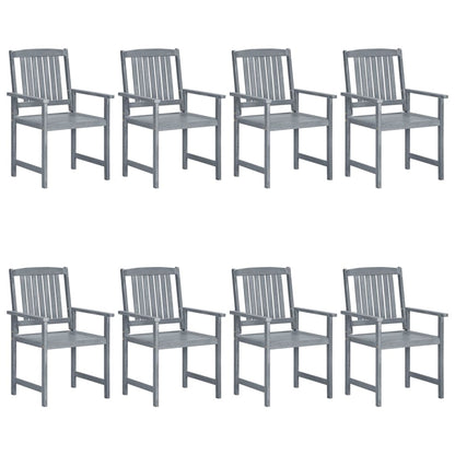 Chaises de jardin et coussins lot de 8 Bois acacia solide Gris