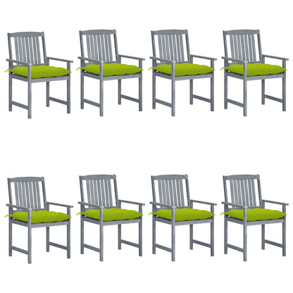 Chaises de jardin et coussins lot de 8 Bois acacia solide Gris