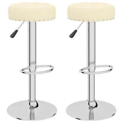 Tabourets de bar lot de 2 crème tissu