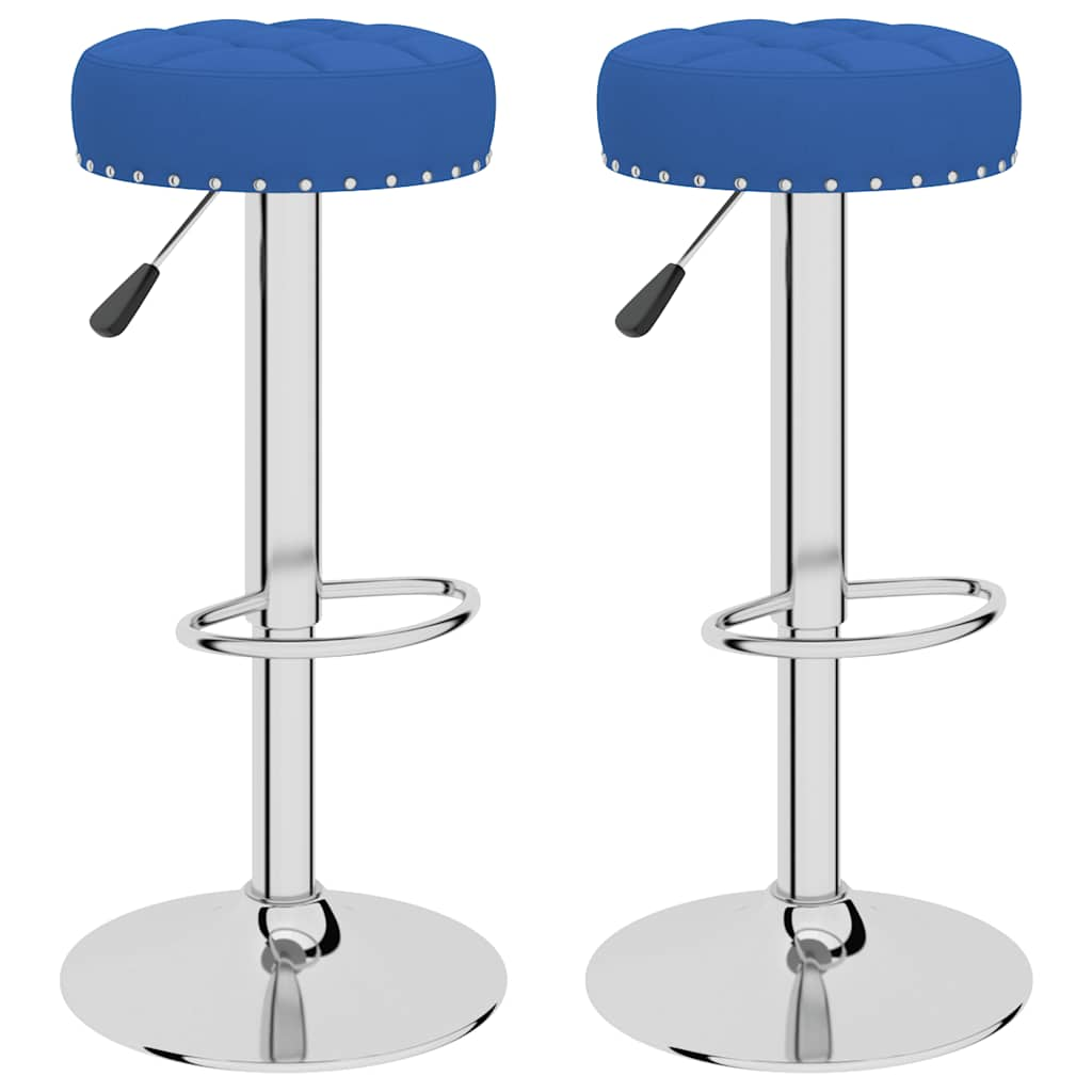 Tabourets de bar lot de 2 bleu tissu