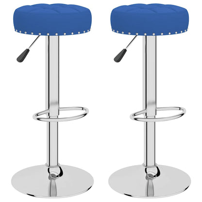 Tabourets de bar lot de 2 bleu tissu