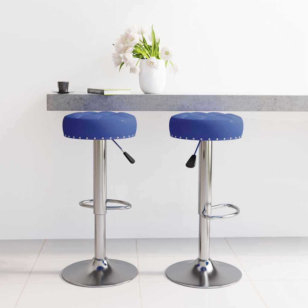 Tabourets de bar lot de 2 bleu tissu