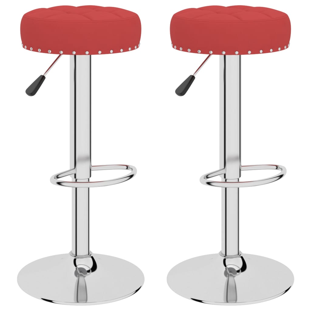 Tabourets de bar lot de 2 rouge bordeaux tissu