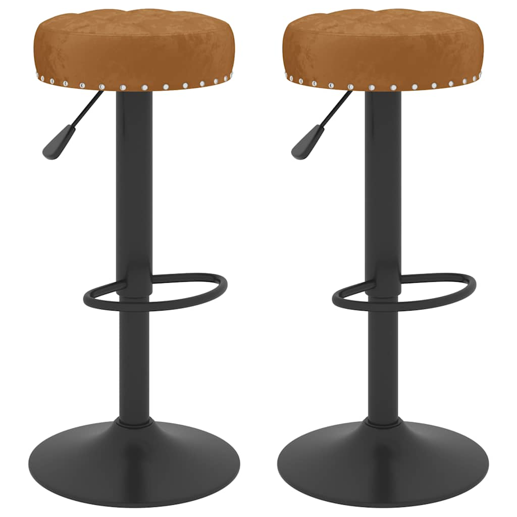 Tabourets de bar lot de 2 marron velours