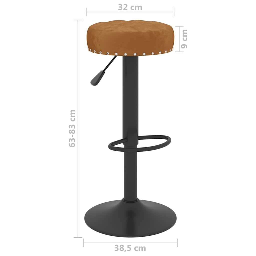 Tabourets de bar lot de 2 marron velours