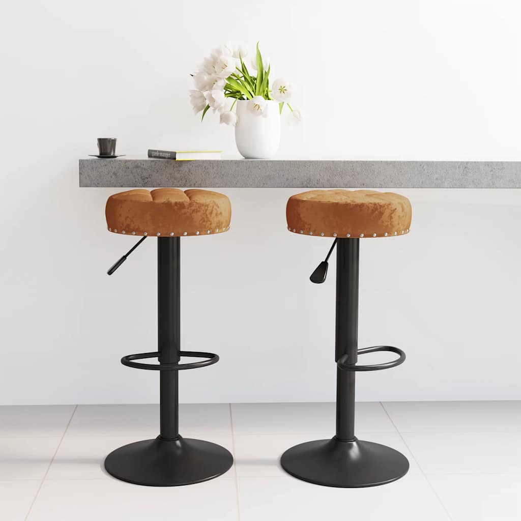 Tabourets de bar lot de 2 marron velours