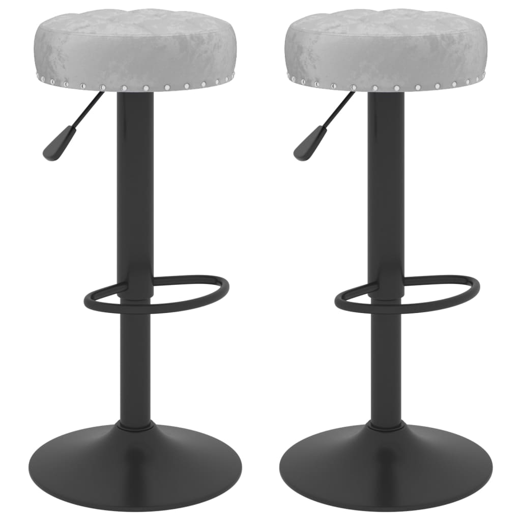 Tabourets de bar lot de 2 gris velours