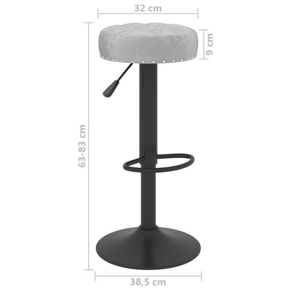 Tabourets de bar lot de 2 gris velours