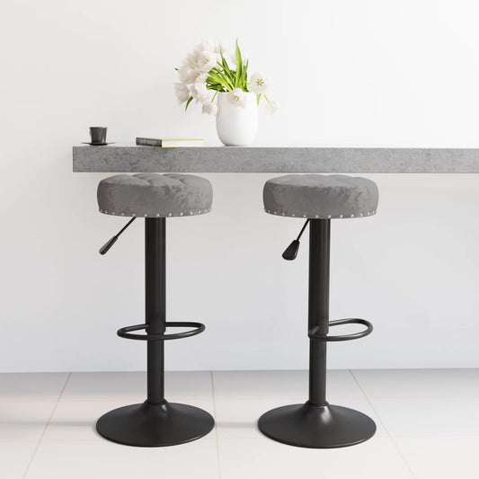 Tabourets de bar lot de 2 gris foncé velours