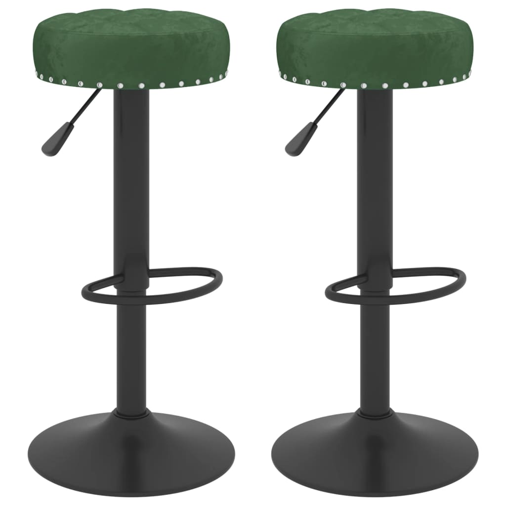 Tabourets de bar lot de 2 vert foncé velours