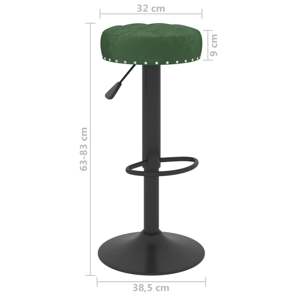 Tabourets de bar lot de 2 vert foncé velours