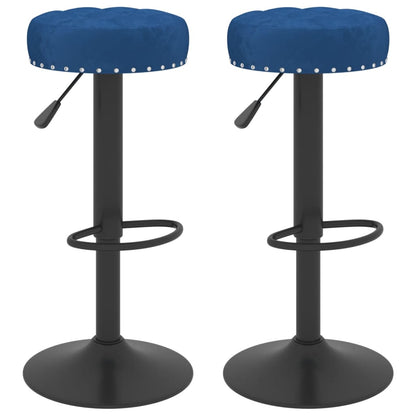 Tabourets de bar lot de 2 bleu velours