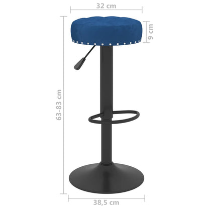 Tabourets de bar lot de 2 bleu velours