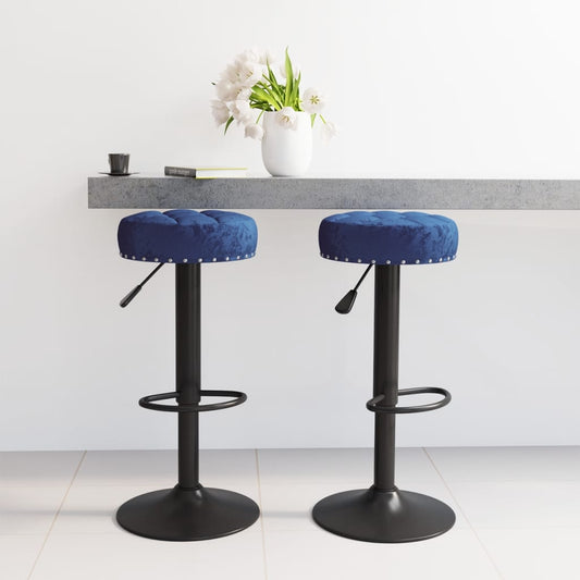 Tabourets de bar lot de 2 bleu velours